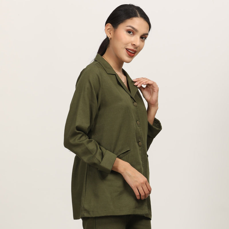 Barbara Blazer Shirt - Olive