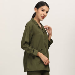 Barbara Blazer Shirt - Olive Green