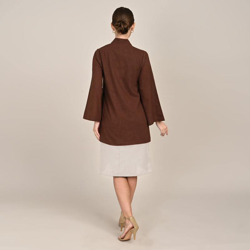 Demi Mid Length Shirt Jacket - Coffee Brown