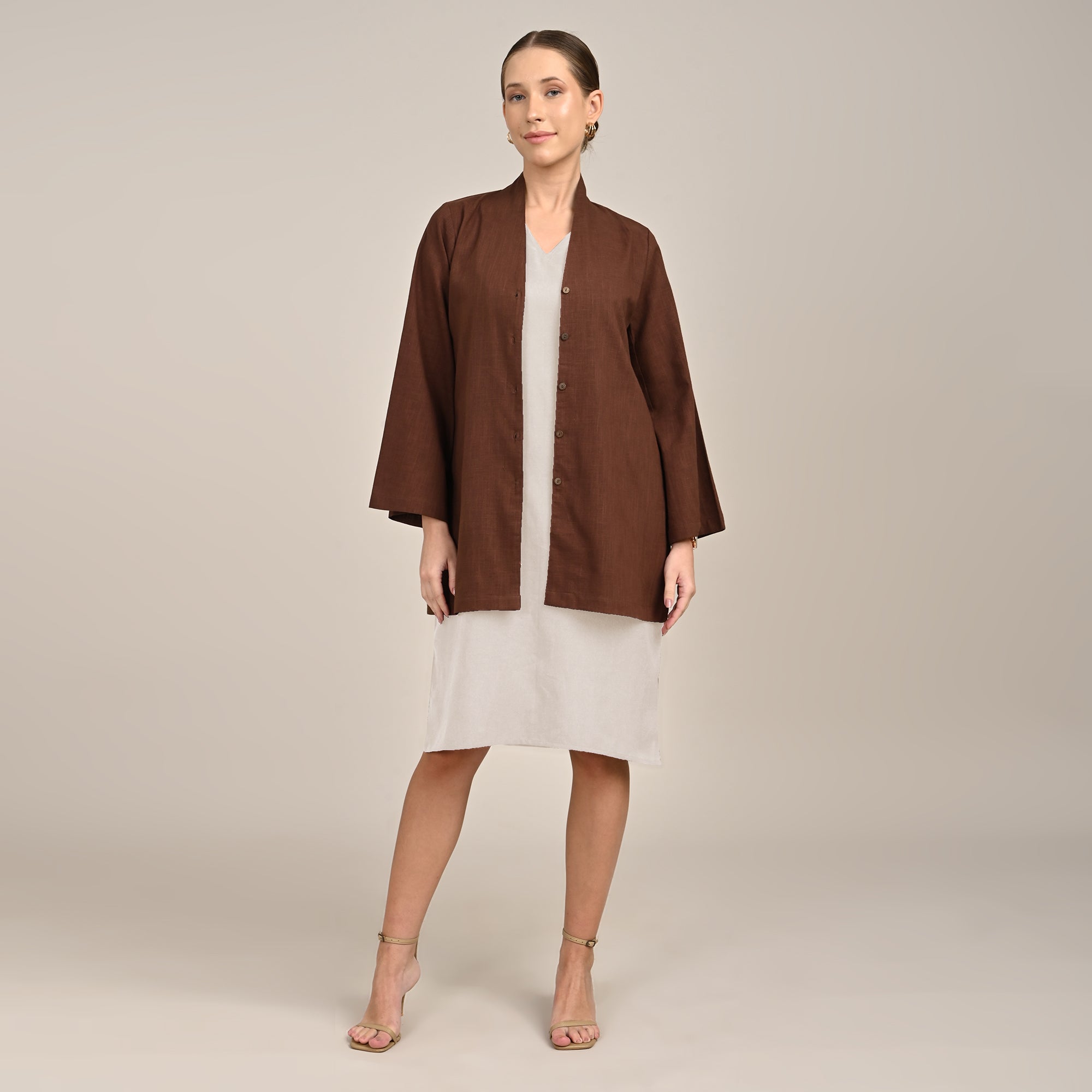 Demi Mid Length Shirt Jacket - Coffee Brown