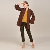 Demi Mid Length Shirt Jacket - Coffee Brown