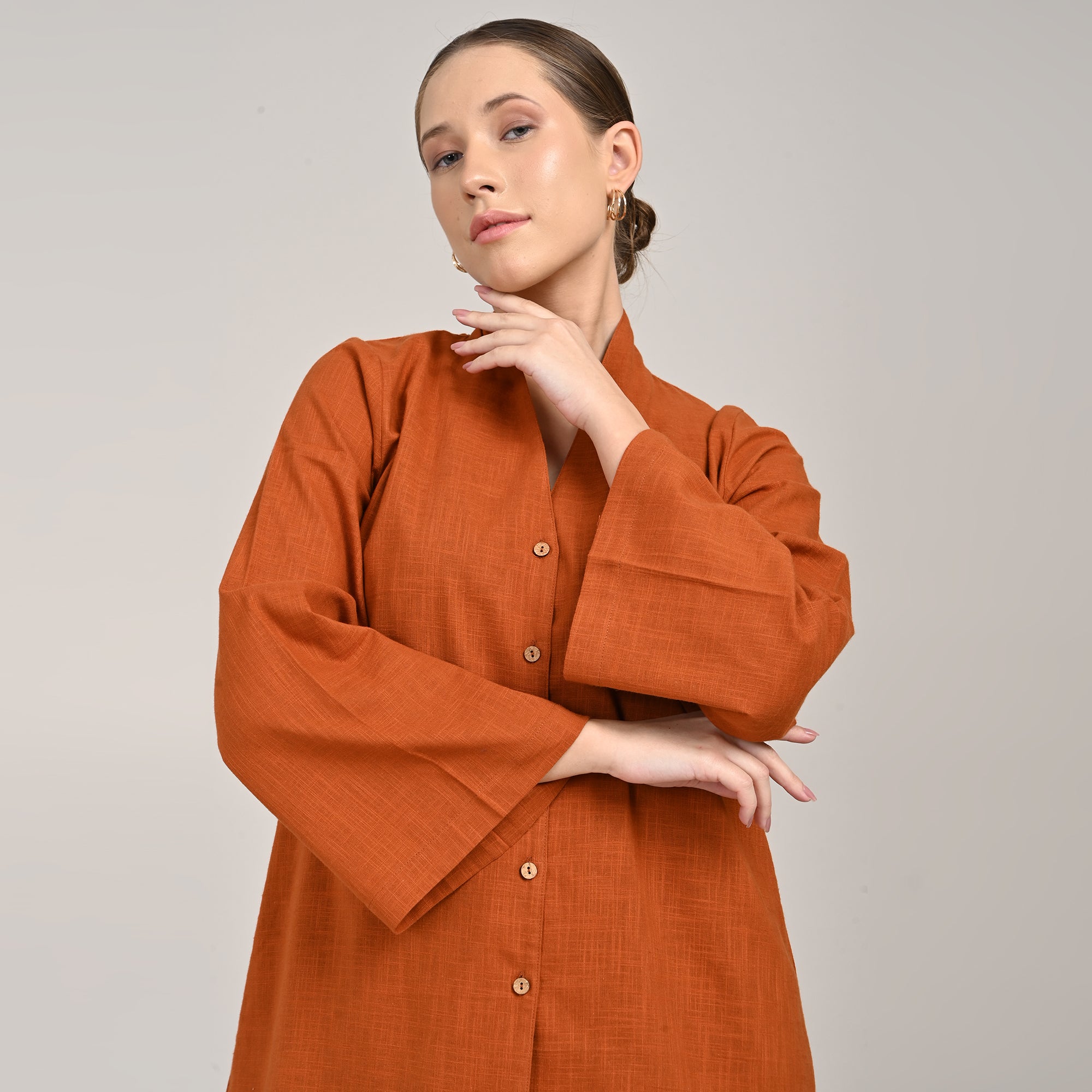 Demi Mid Length Shirt Jacket - Autumn Rust