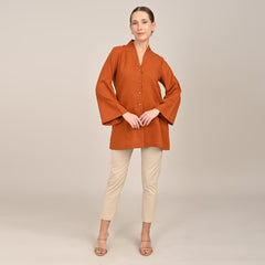 Demi Set Of 3 - Jacket, Top & Pants - Autumn Rust, Mustard & Beige