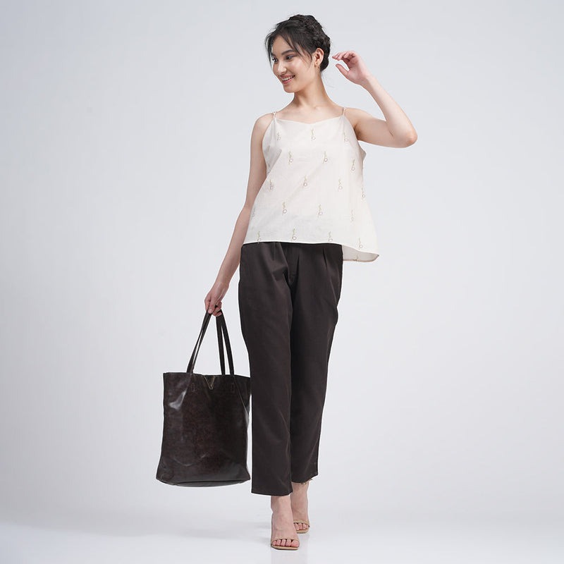 Oh Slip Top - Ecru block print