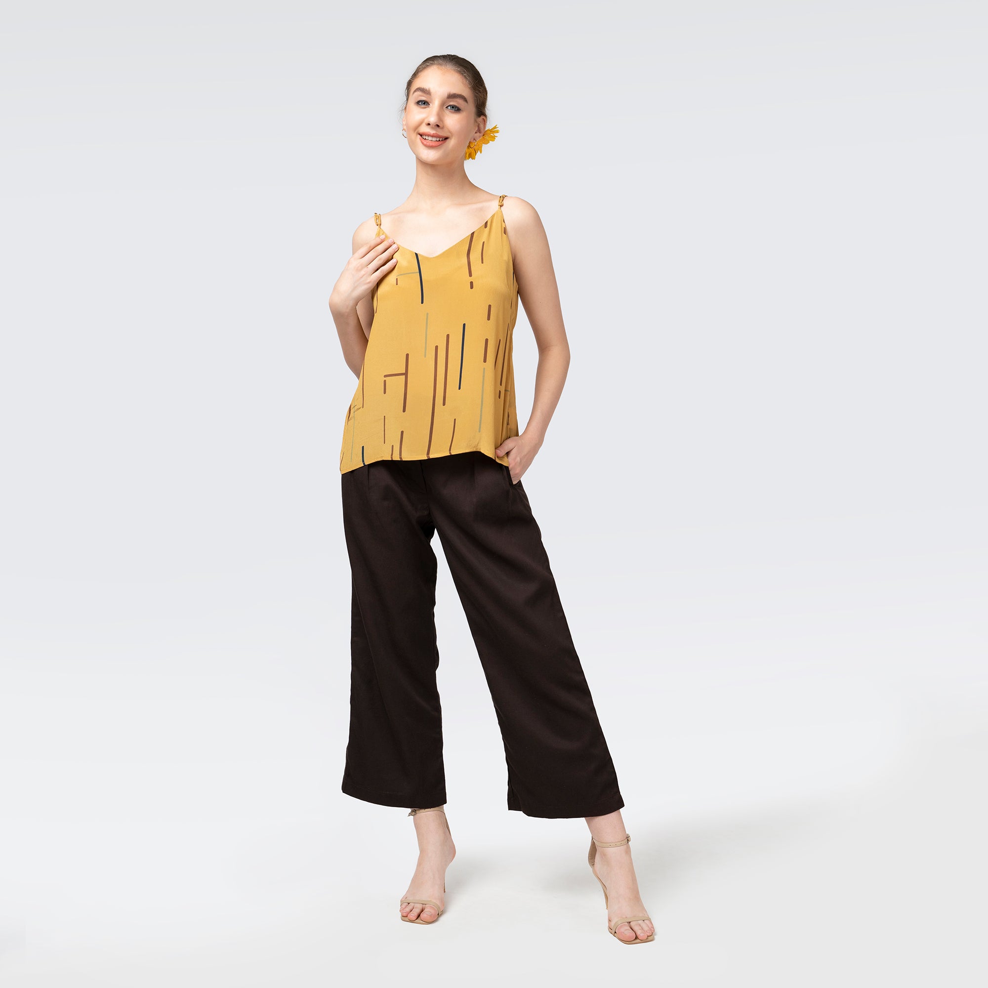 Oh Slip Top - Mustard Cedar Print - Limited Edition