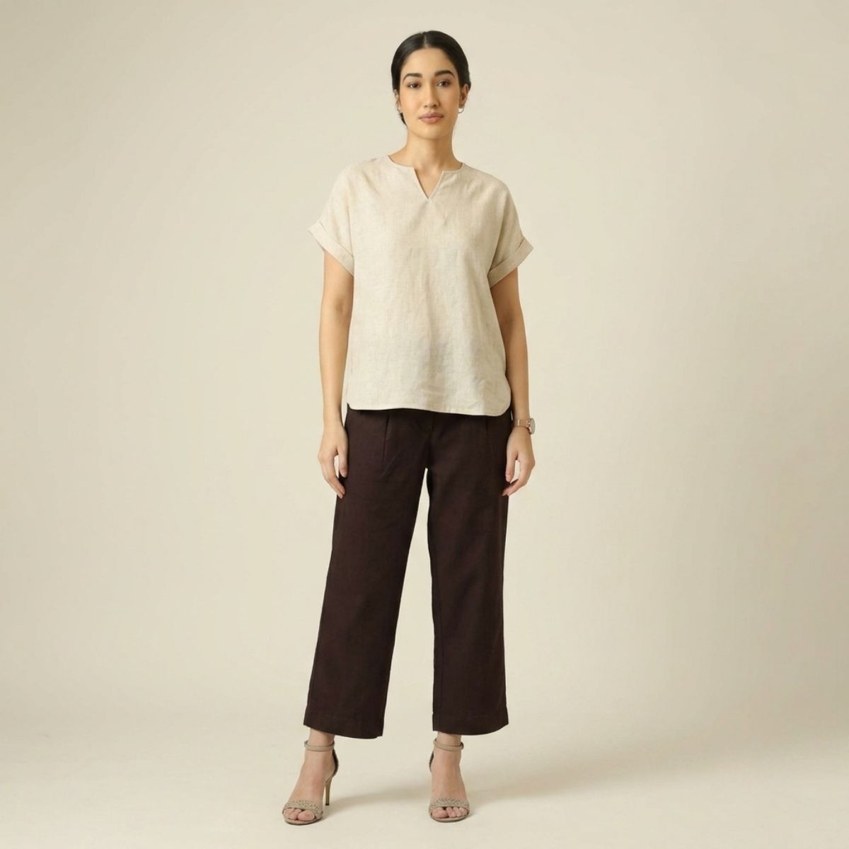 Rumi Linen Top - Beige