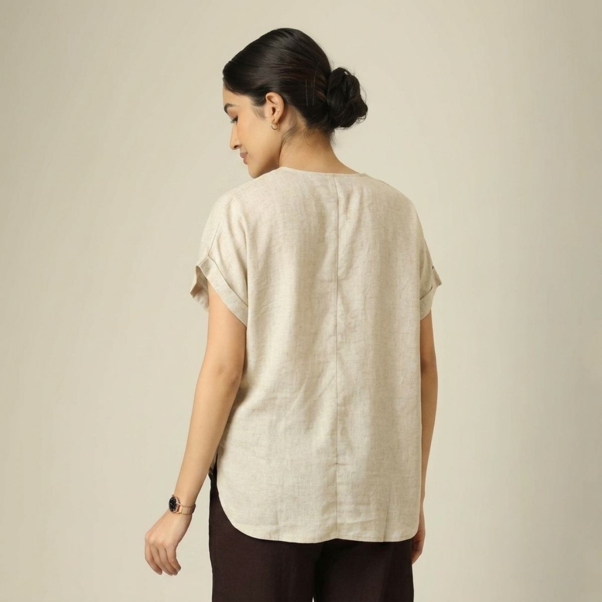 Rumi Linen Top - Beige