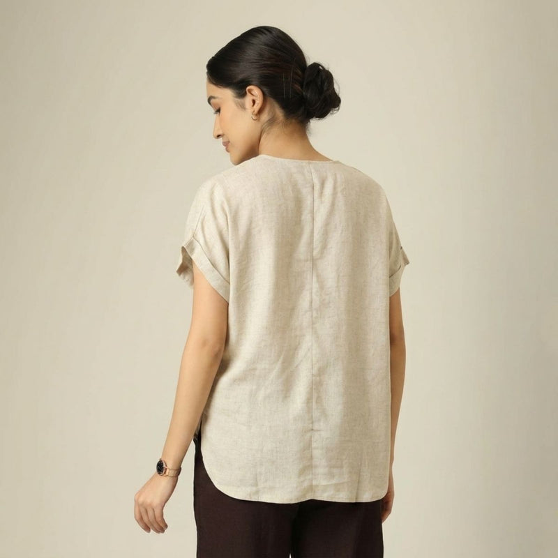 Rumi Linen Top - Beige