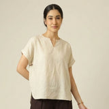 Rumi Linen Top - Beige