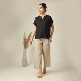 Rumi Linen Top - Black