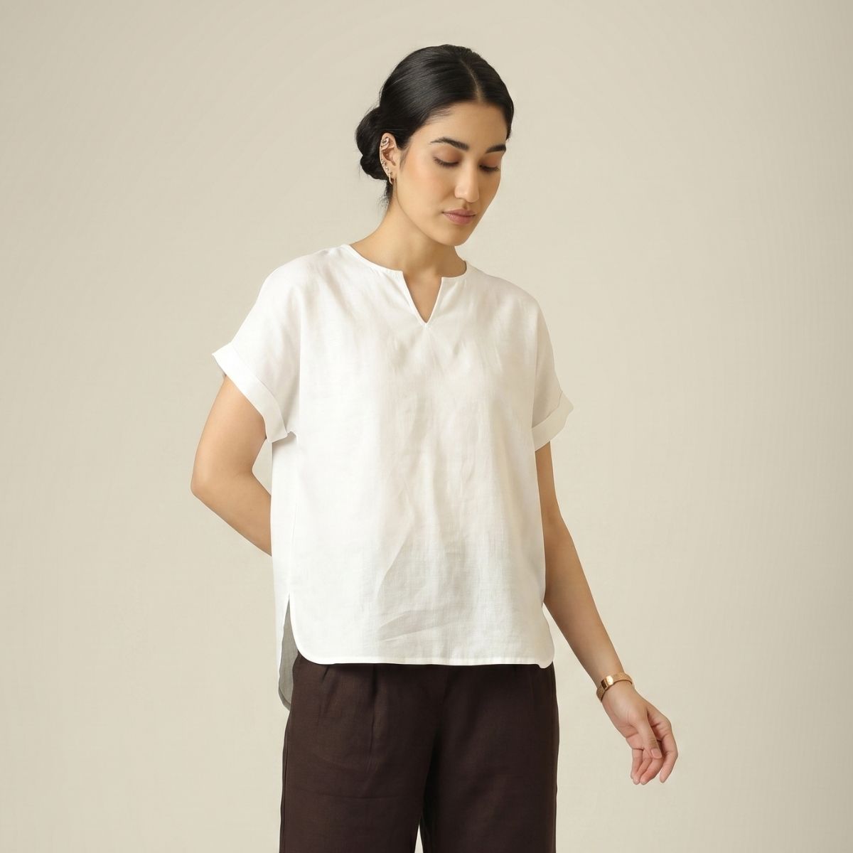 Rumi Linen Top - Ecru