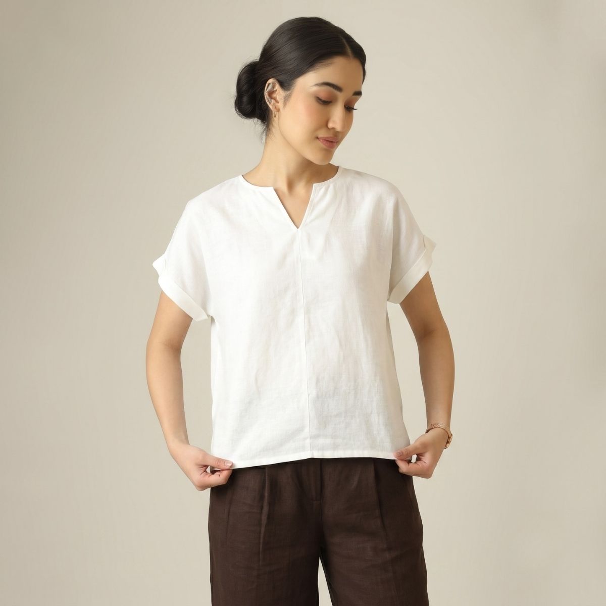 Rumi Linen Top - Ecru