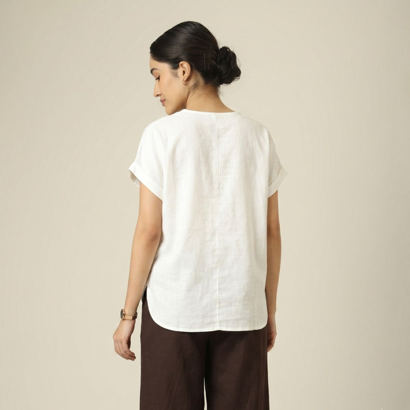 Rumi Linen Top - Ecru
