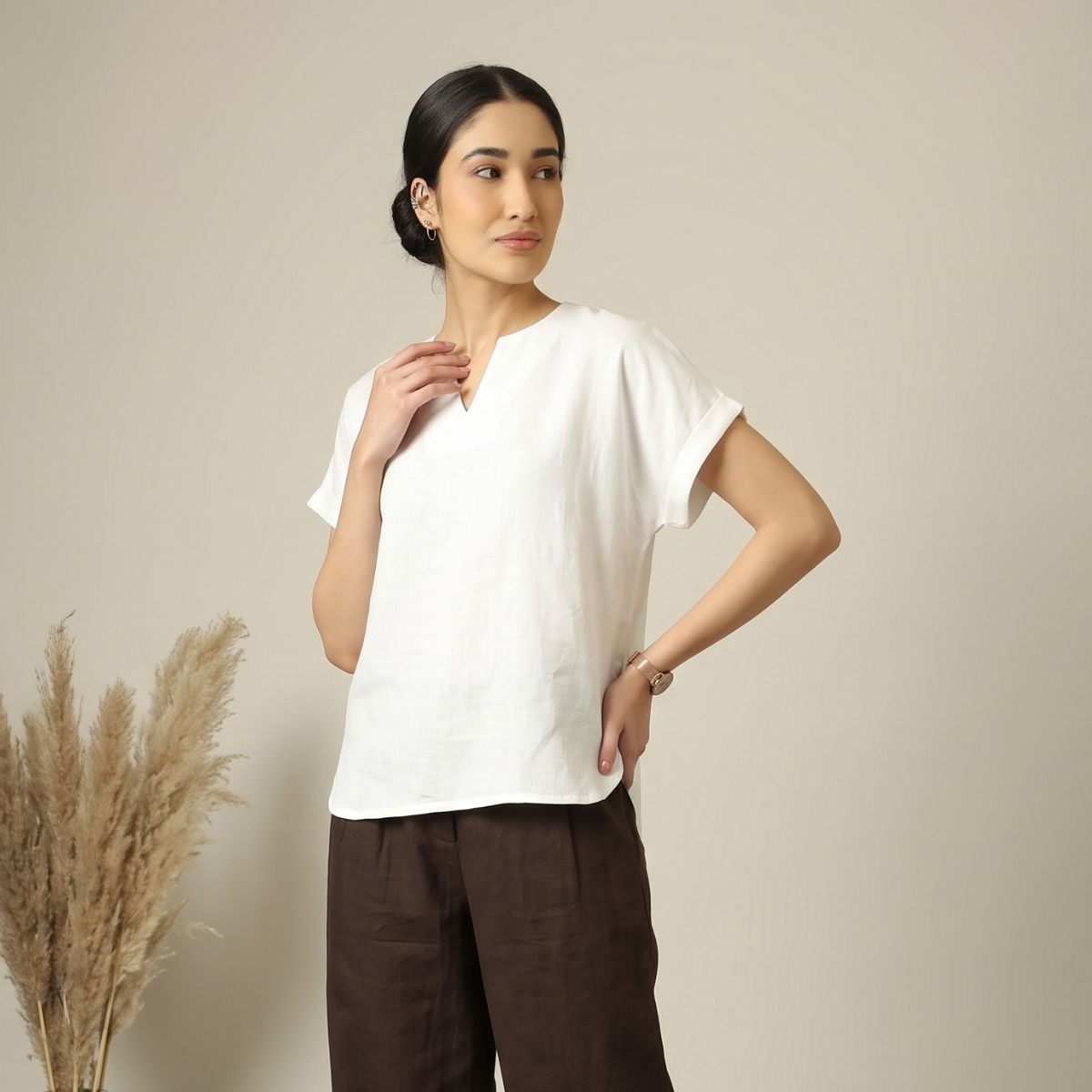 Rumi Linen Top - Ecru