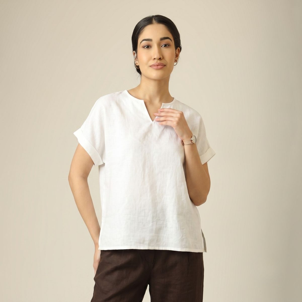 Rumi Linen Top - Ecru