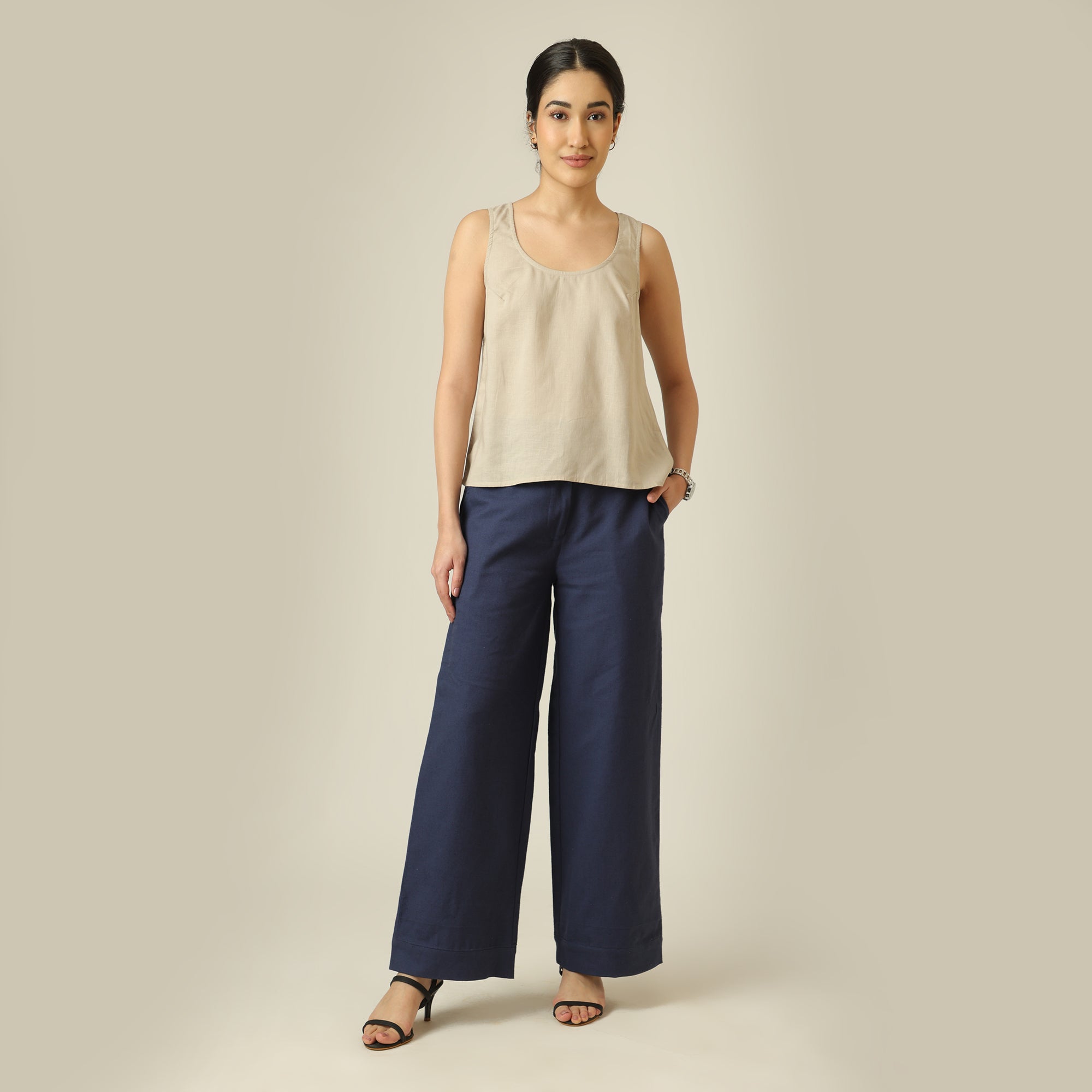 Scoop It Up Round Neck Top - Greige