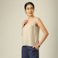 Scoop It Up Round Neck Top - Greige