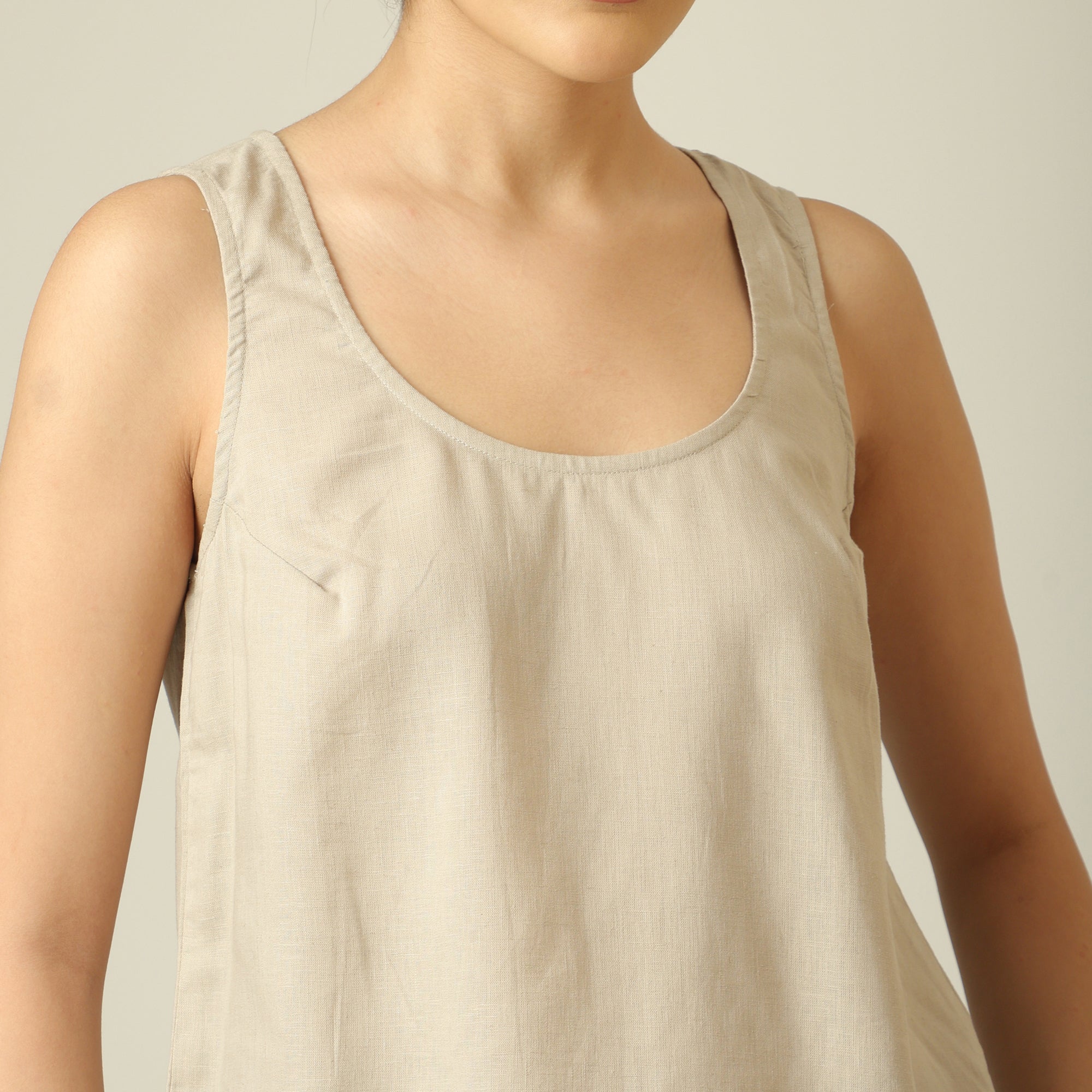 Scoop It Up Round Neck Top - Greige
