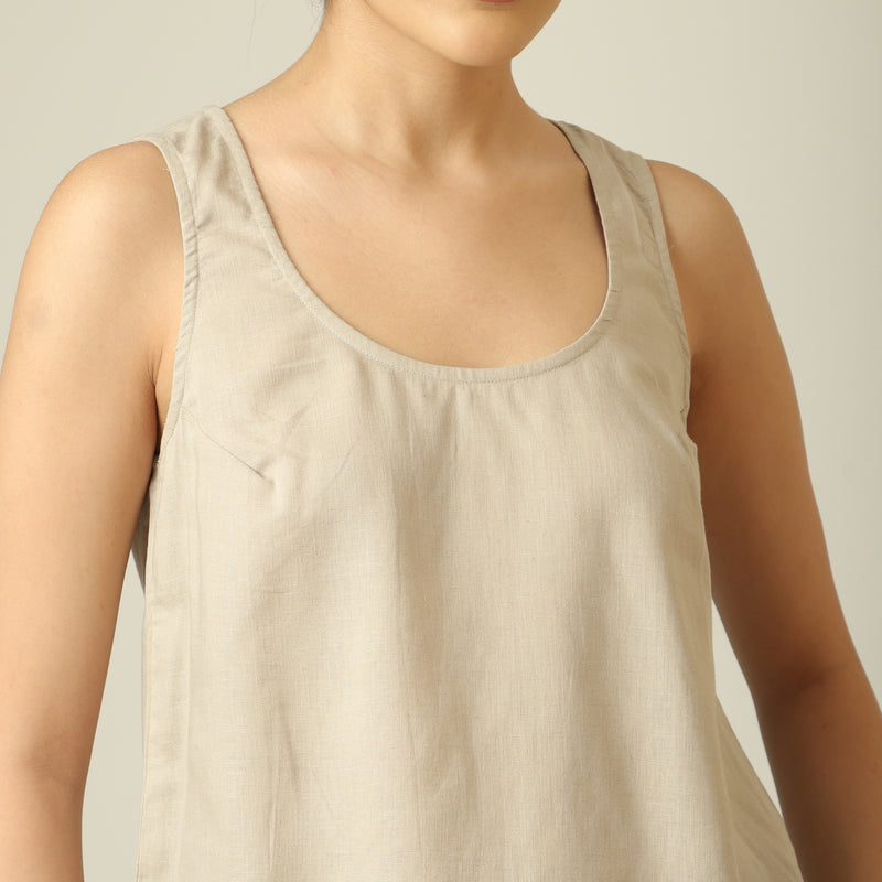 Scoop It Up Round Neck Top - Greige