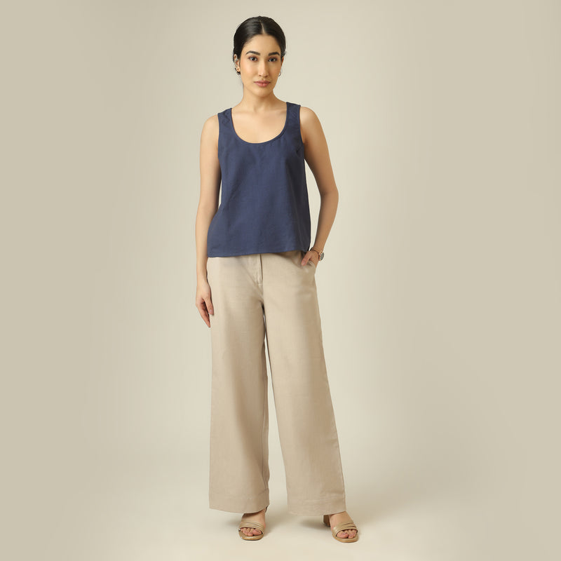 Scoop It Up Round Neck Top - Navy