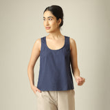 Scoop It Up Round Neck Top - Navy