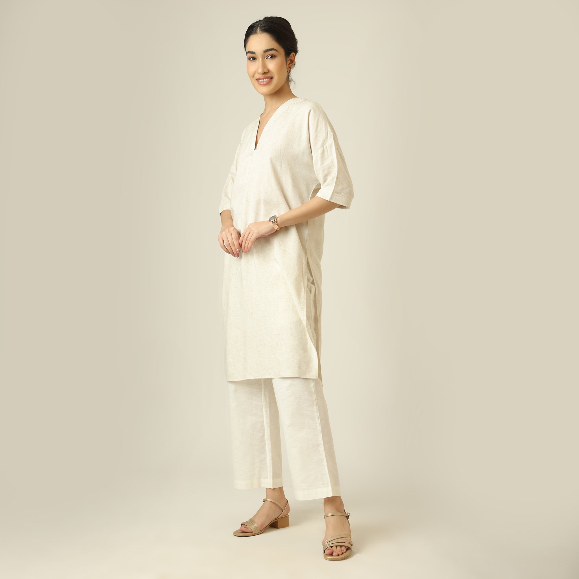 Nora Linen Long Tunic - Ecru