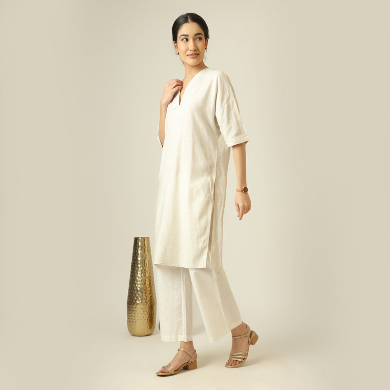 Nora Linen Long Tunic - Beige