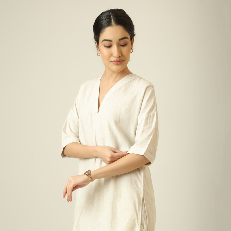 Nora Linen Long Tunic - Ecru