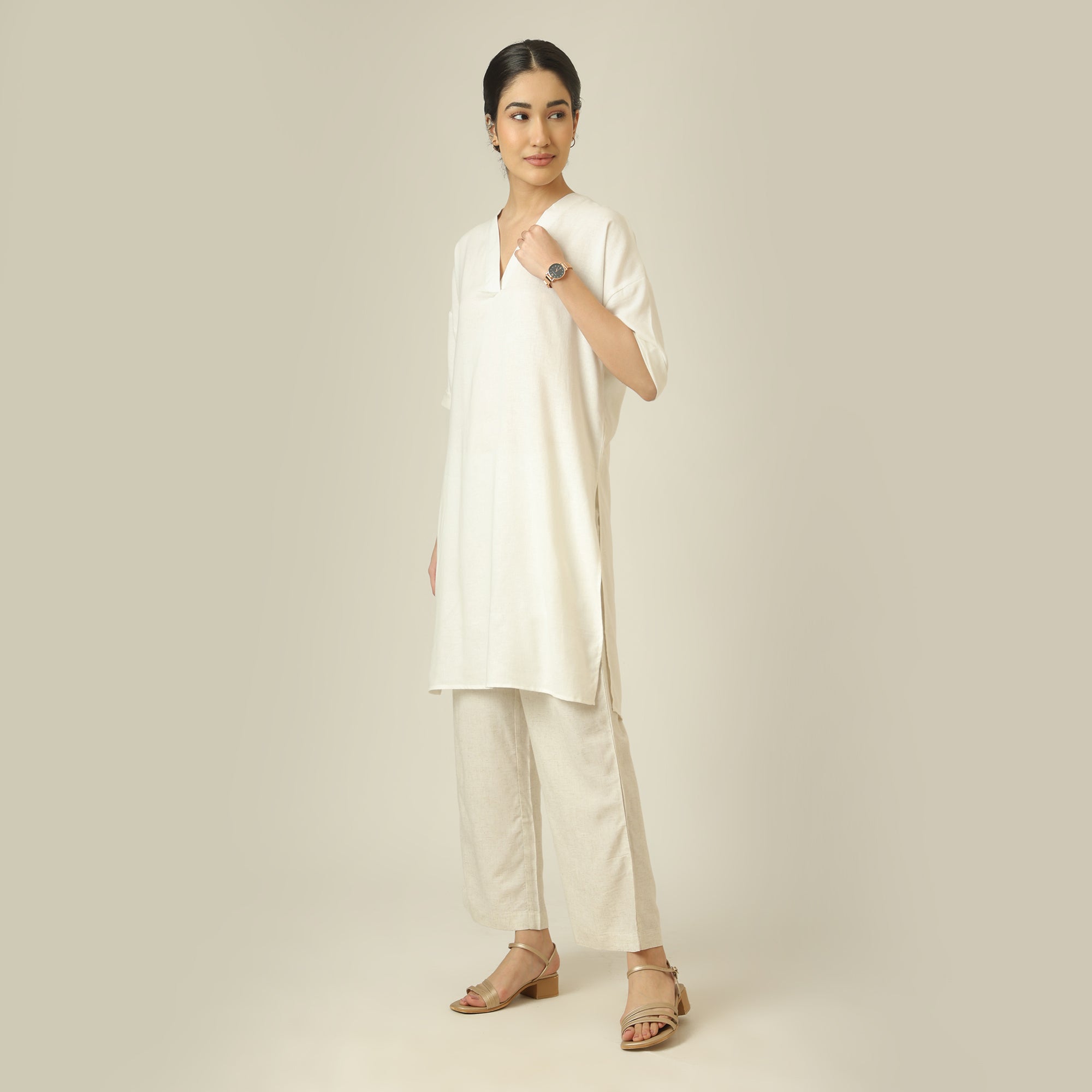 Nora Linen Long Tunic - Ecru