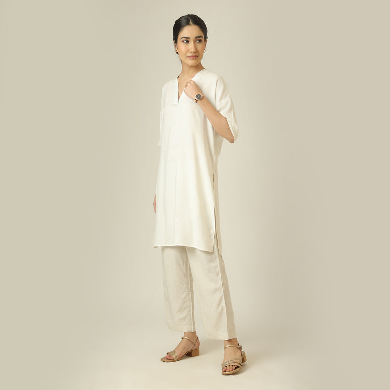 Nora Linen Long Tunic - Ecru