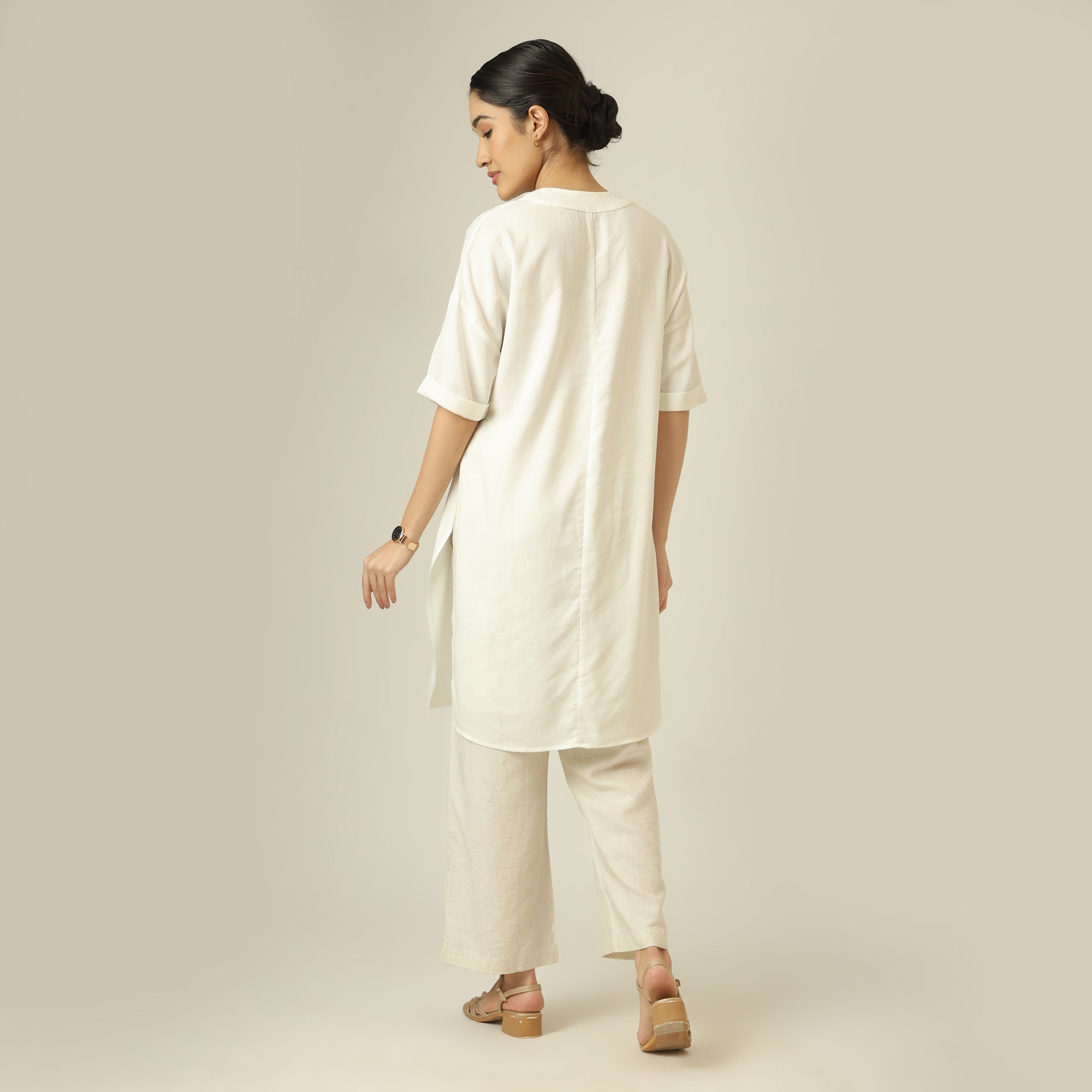 Nora Linen Co-Ord Set - Ecru & Beige