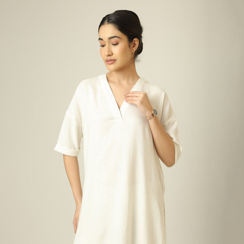 Nora Linen Long Tunic - Ecru