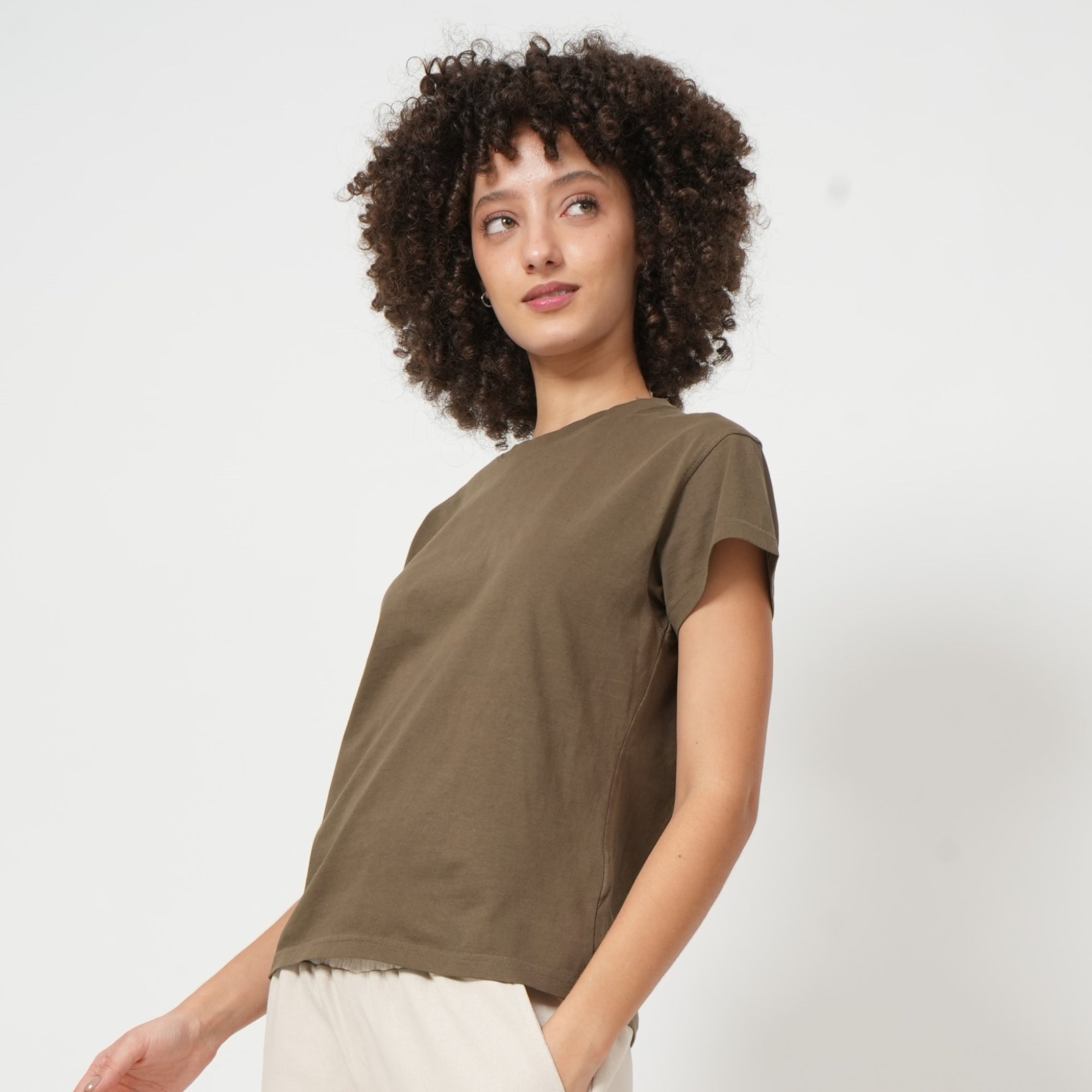 Round neck T-Shirt- Olive