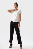 Women western wear. Pleated straight leg pants in black. organic, eco friendly, sustainable material