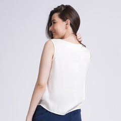 Shell V-Neck Top - Vanilla White