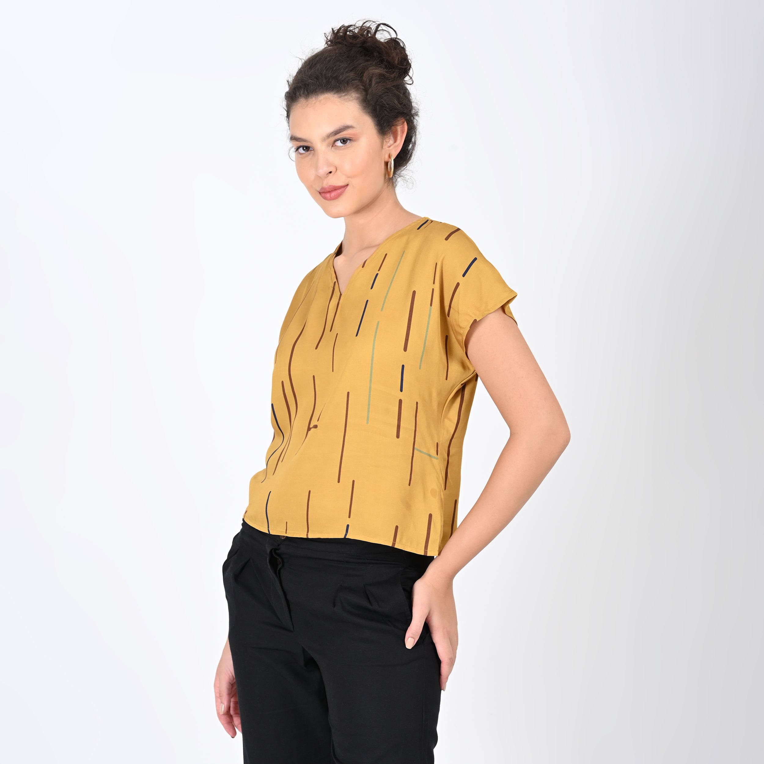 Aurora Top - Mustard Cedar Print - Limited Edition