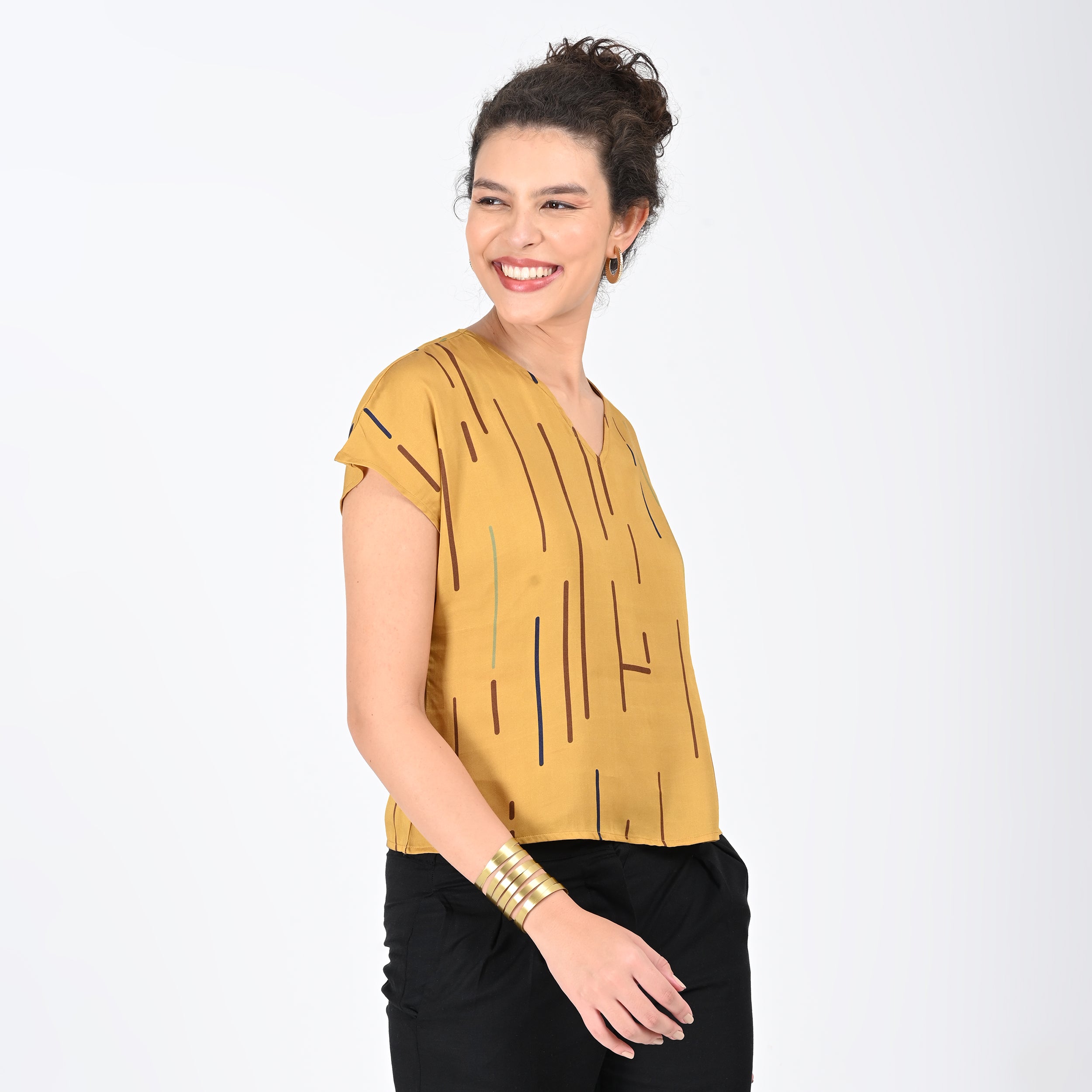 Aurora Top - Mustard Cedar Print - Limited Edition