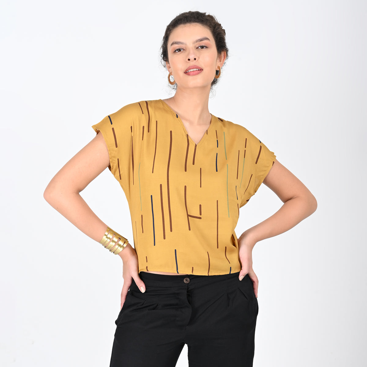 Aurora Top - Mustard Cedar Print - Limited Edition