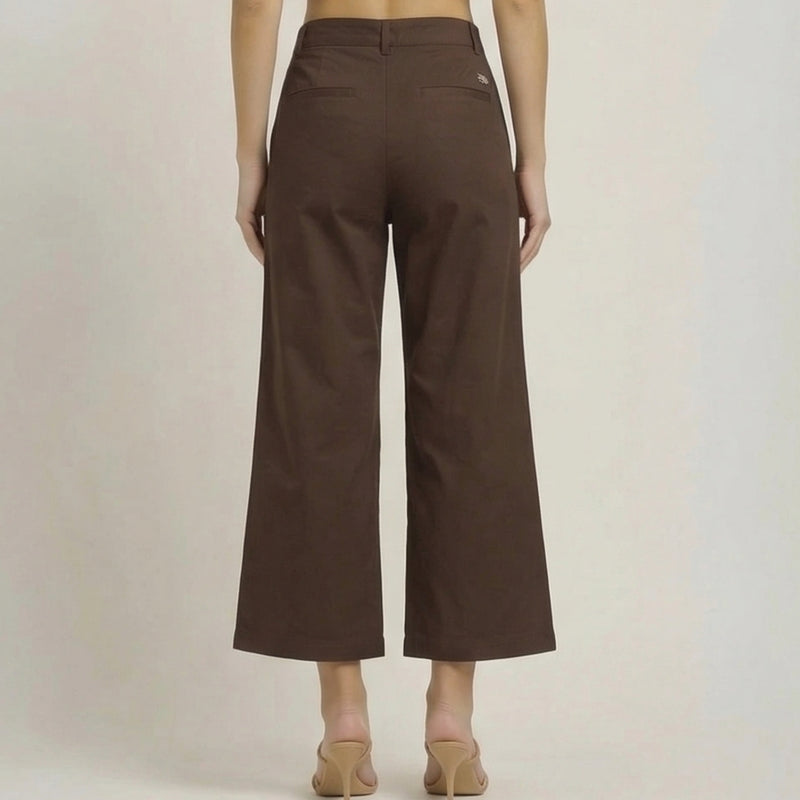 Aruku Wide-Leg Cropped Chinos - Coffee Brown