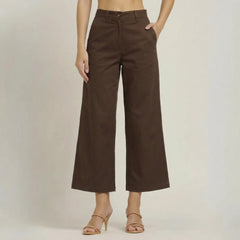 Aruku Wide-Leg Cropped Chinos - Coffee Brown