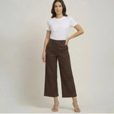 Aruku Wide-Leg Cropped Chinos - Coffee Brown