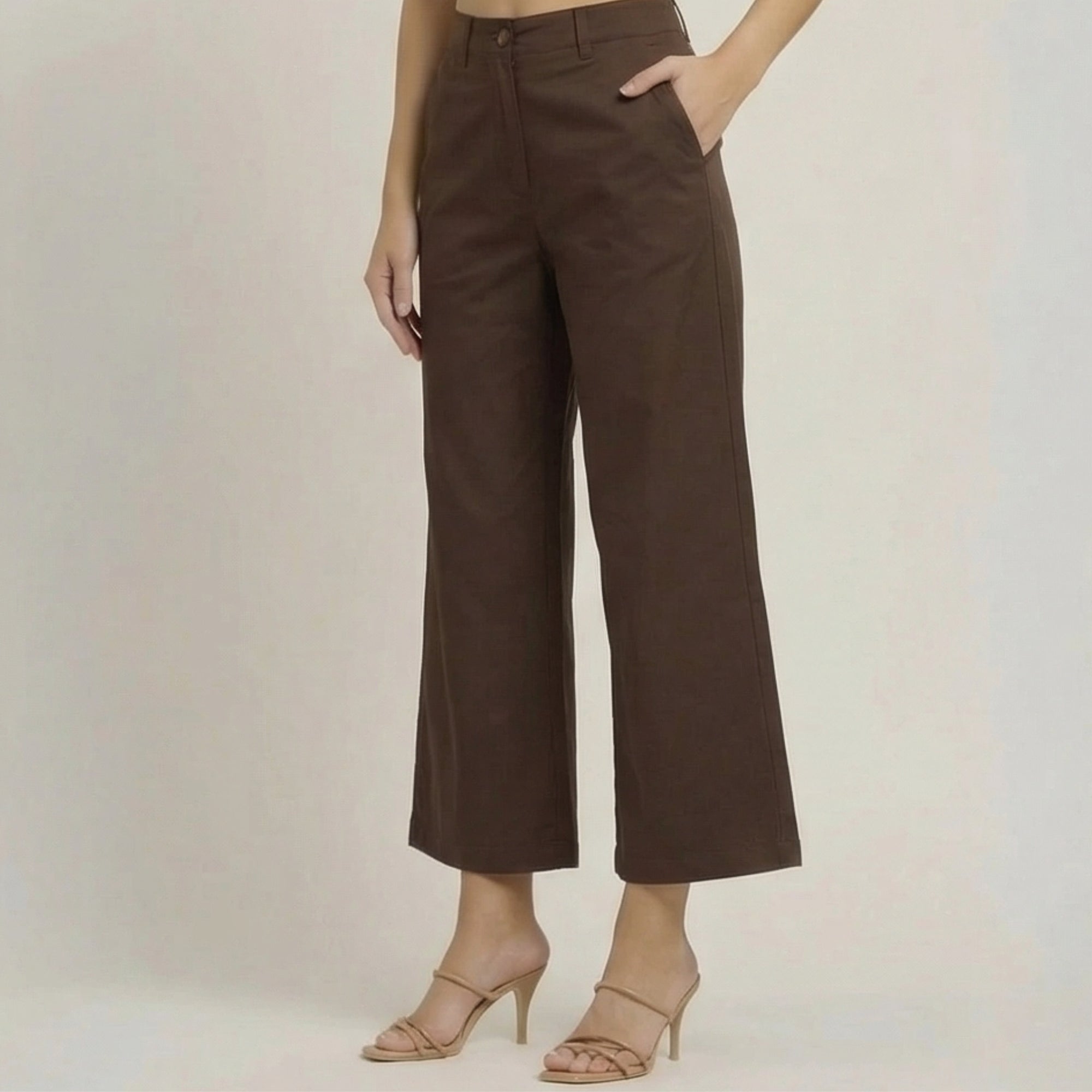 Aruku Wide-Leg Cropped Chinos - Coffee Brown