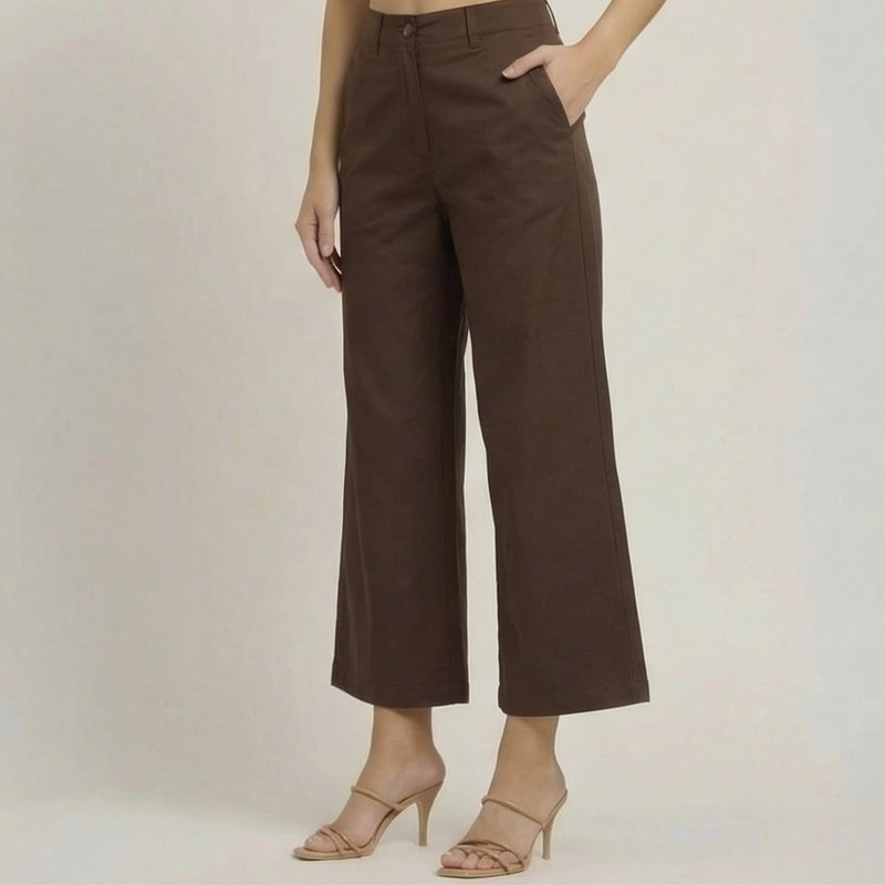 Aruku Wide-Leg Cropped Chinos - Coffee Brown