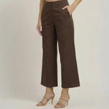 Aruku Wide-Leg Cropped Chinos - Coffee Brown
