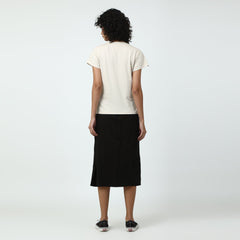 Oceanic Set Of 2 - Round Neck T-Shirt & Wrap Skirt- Ecru & Black