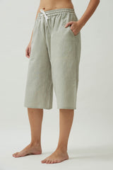 Saltpetre womens casual knee length culotte shorts with side pockets, in cloud grey in 100% organic cotton fabric.