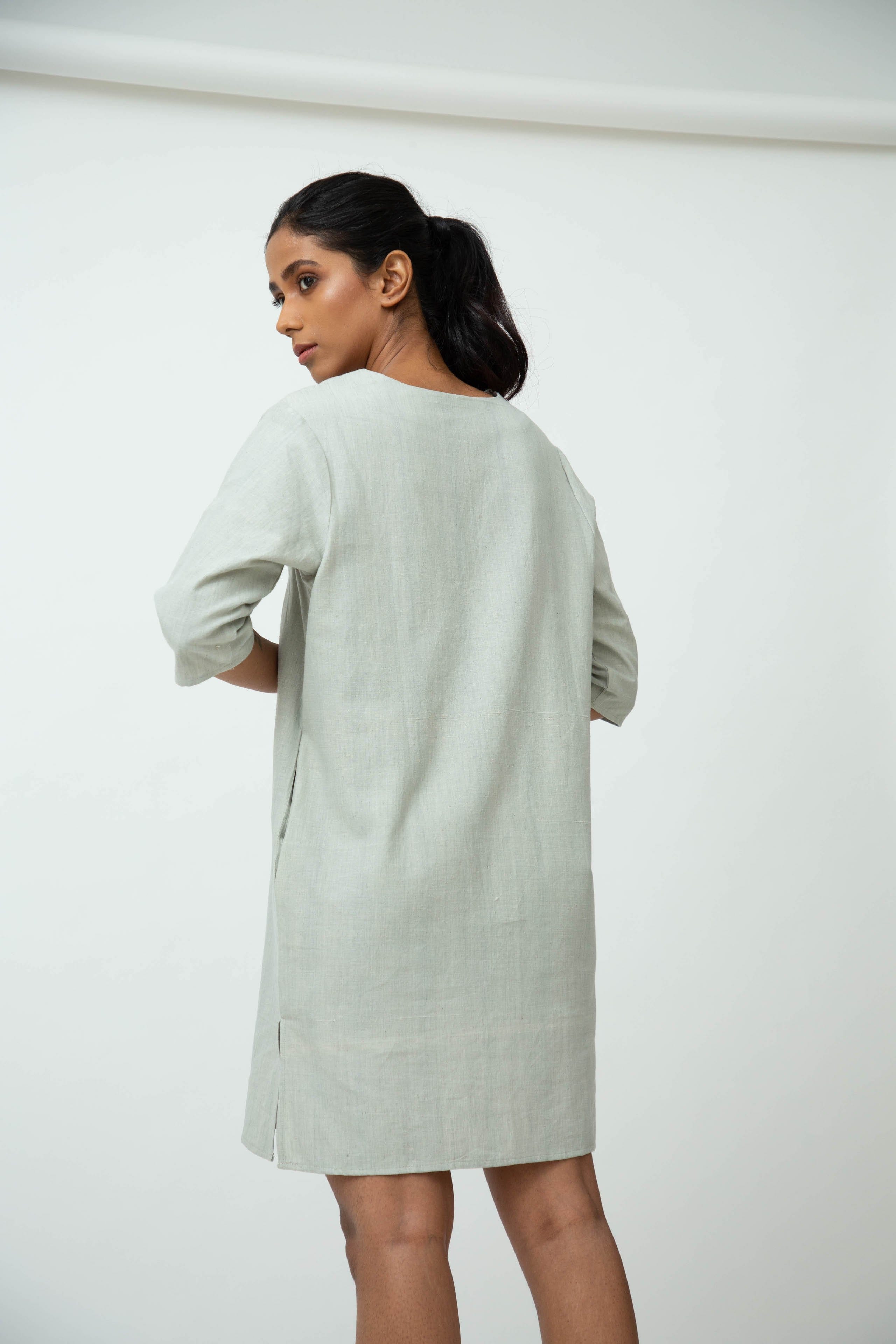 Saltpetre womens casual and lounge wear - cloud grey. Three-quarter sleeves with v-shaped neck one-piece.