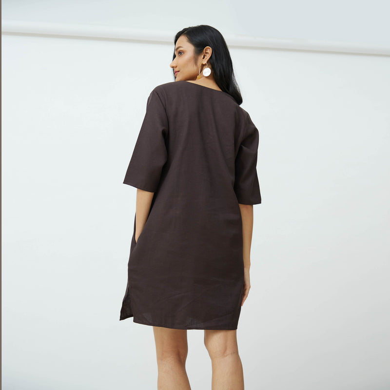 Sack V Dress - Coffee