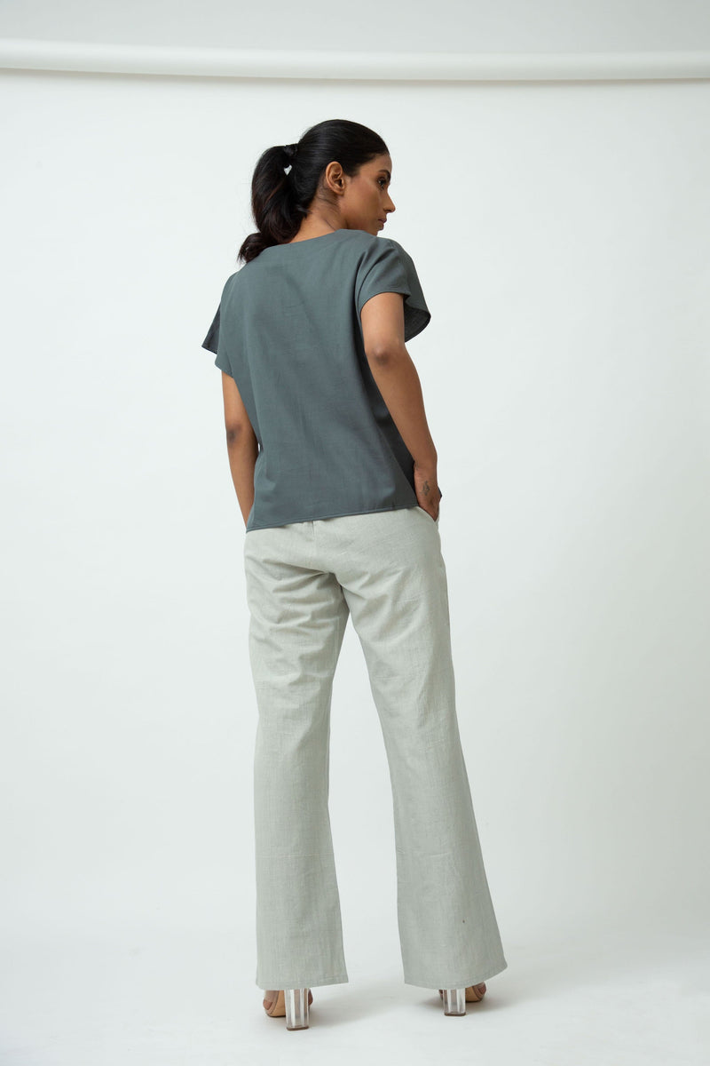 Saltpetre womens formal work t-shirts for under blazers in organic cotton with rounded necks - forest green