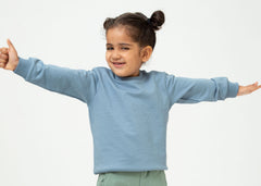 Saltpetre organic, unisex kids wear for boys and girls in blue color. Organic cotton sweatshirt 